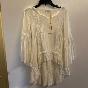 Girls New size 7 cream blouse high/low bohemian style